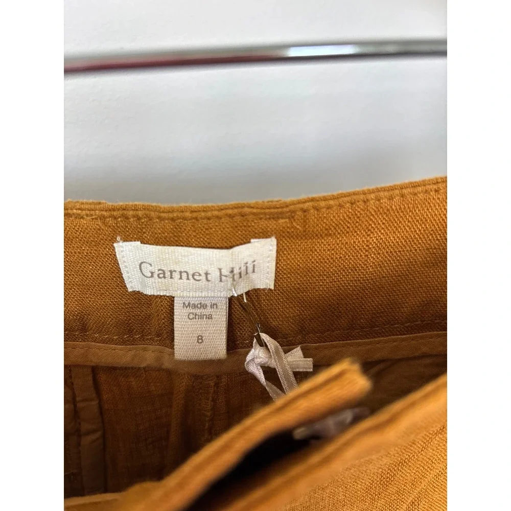 Garnet Hill European Flax Linen Straight Leg Pants Ochre‎ Turmeric Size 8